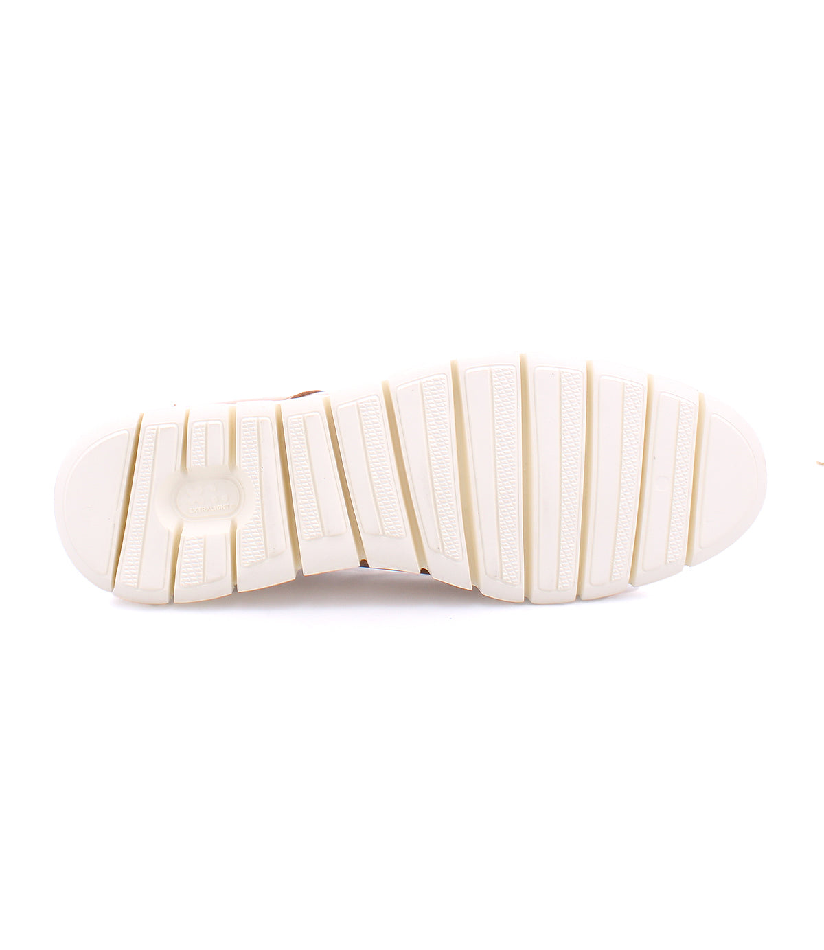 A lightweight leather wingtip derby with a white sole, the Cayuga II by Bed Stu.