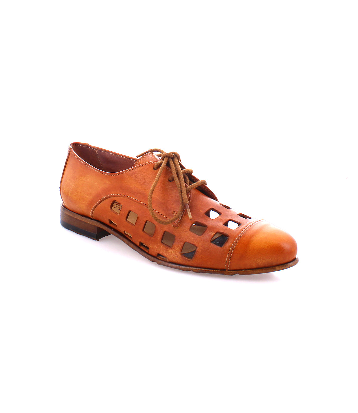 A Bed Stu Decoy, handcrafted in Italy, featuring playful lace-up derby style and bold square cutout designs on the sides and top.