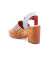 A Bed Stu Jetsetter women's sandal with a leather heel and a blue strap.