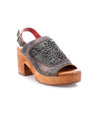 An open-toe Jinkie sandal by Bed Stu featuring a wooden platform and a delightful floral design.