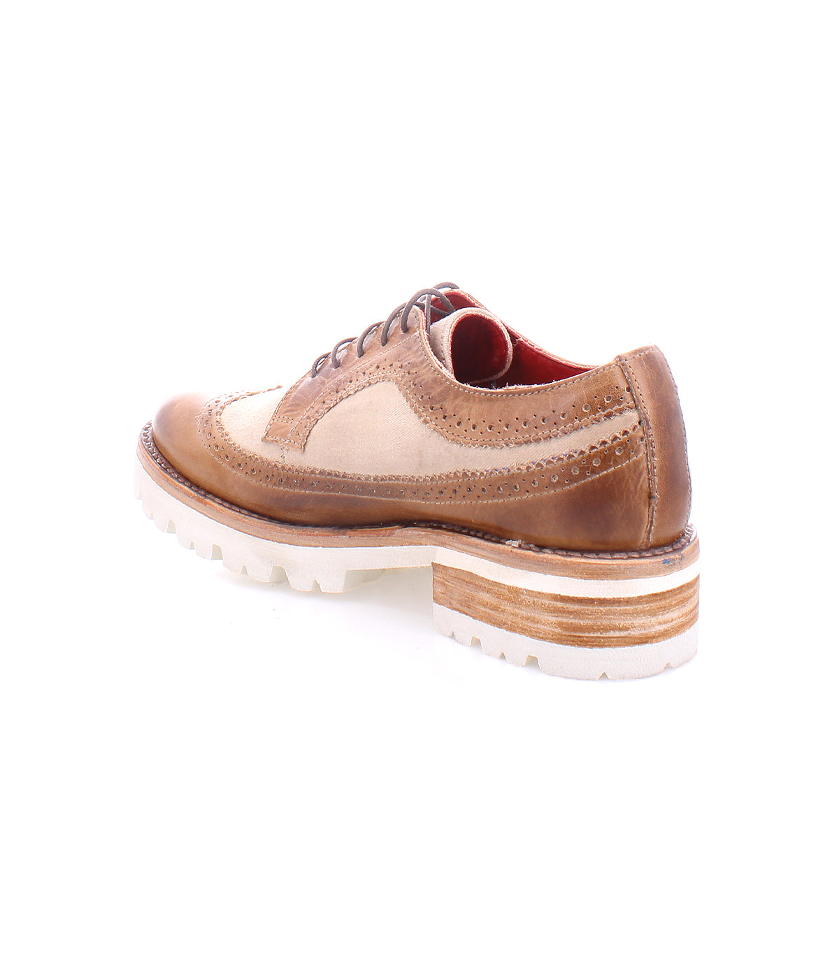 A retro chic men's Lita K III lace up shoe in tan and white, perfect for the fall wardrobe by Bed Stu.
