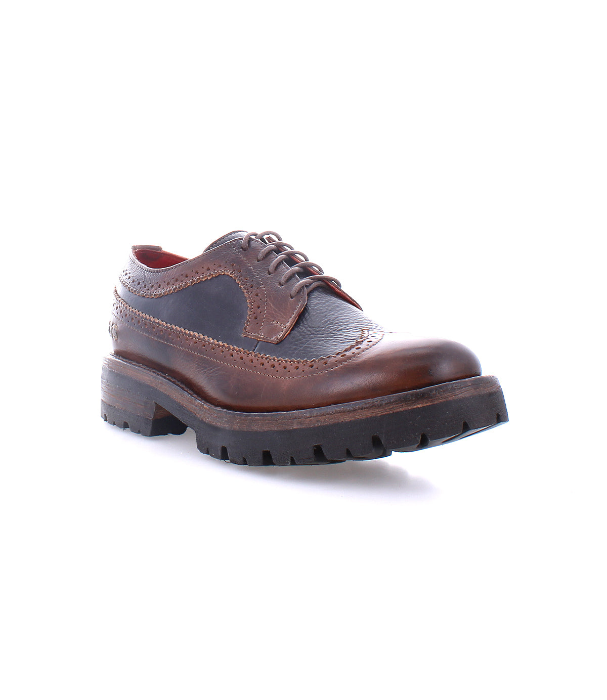 A Bed Stu Lita K III men's brown wingtip oxford shoe on a white background.
