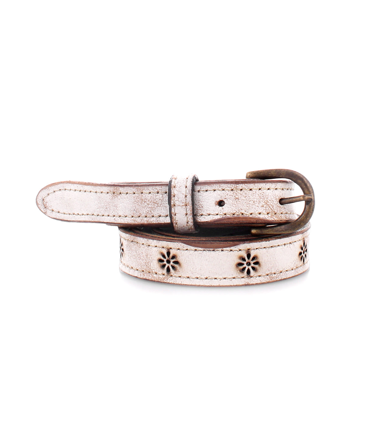 A Monae II leather accessory adorned with flowers, the white Belt Stu belt is a combination of style and functionality.