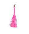 An accessory that combines personal expression with a pink leather keychain featuring a Bed Stu Tassel Clip.