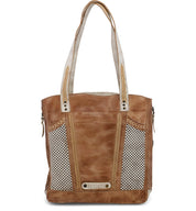 An Amelie leather tote bag from Bed Stu with a mesh pattern.