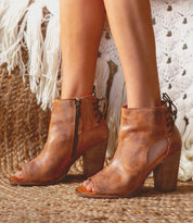 Angelique - tan booties by Bed Stu.