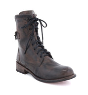 A pair of black leather Anne boots with laces from the brand Bed Stu.