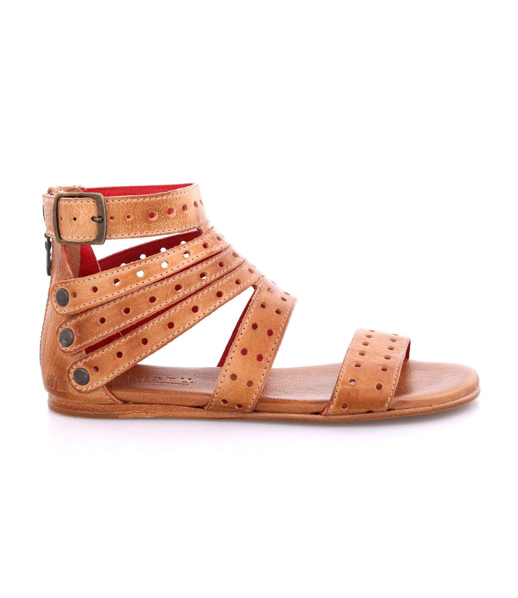 A women's tan gladiator sandal with straps, the Artemis M by Bed Stu.