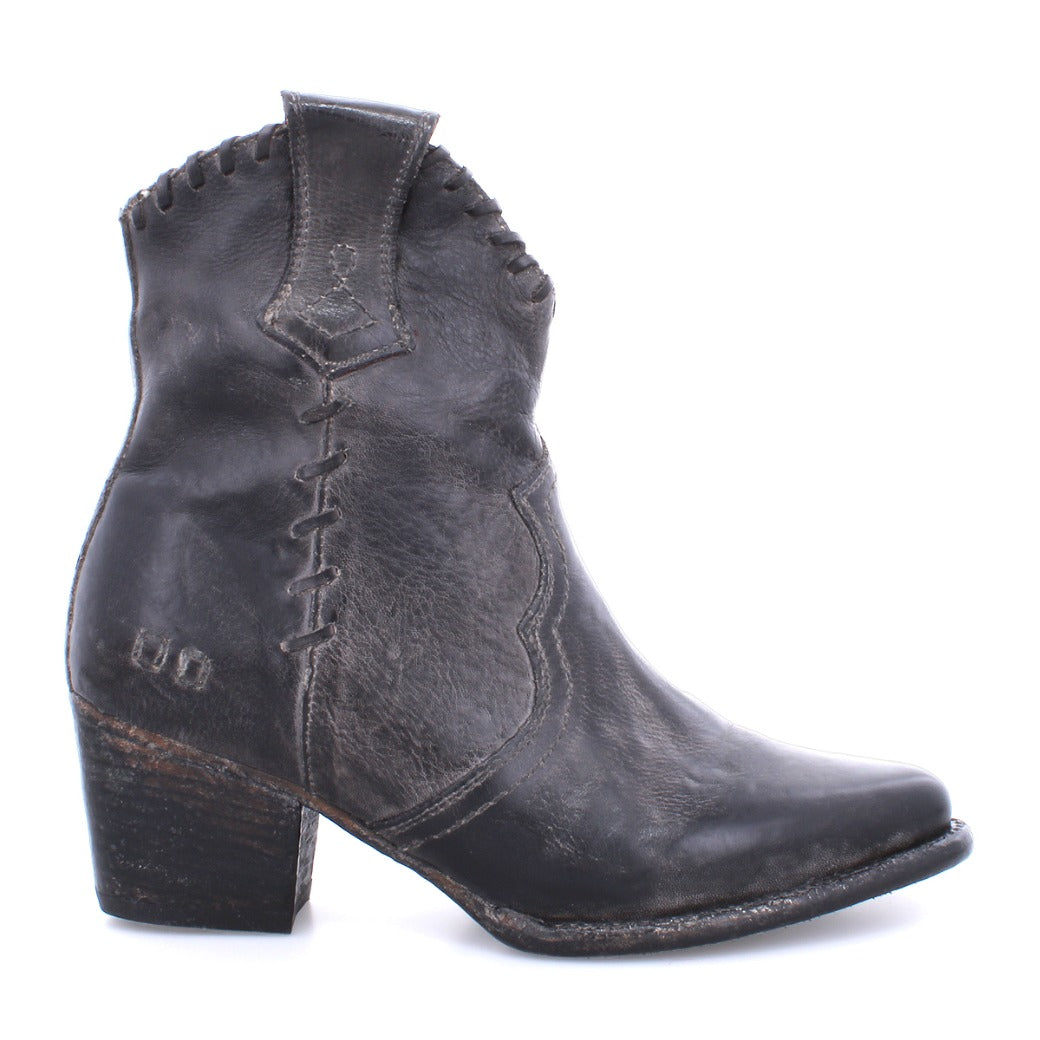 A women's black leather ankle boot, the Baila II by Bed Stu.