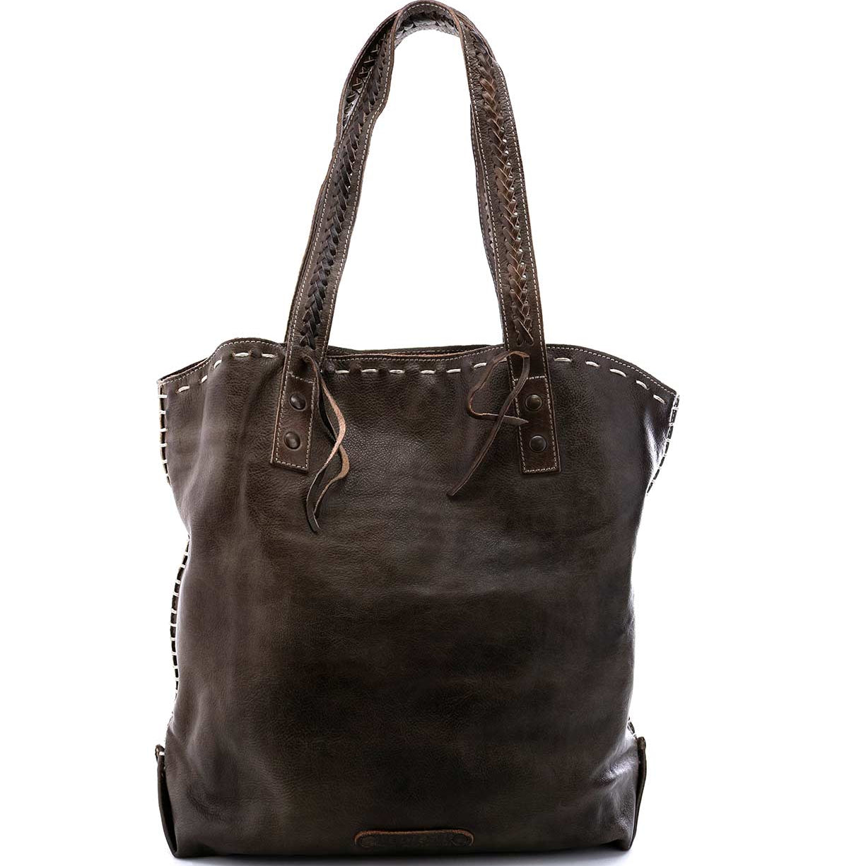 A taupe leather Barra tote bag by Bed Stu.