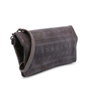 A Bayshore brown leather clutch bag with a zipper by Bed Stu.