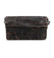 A Bayshore brown leather clutch bag with a metal handle, by Bed Stu.