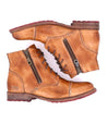 A pair of Bed Stu Bonnie II women's tan leather boots.