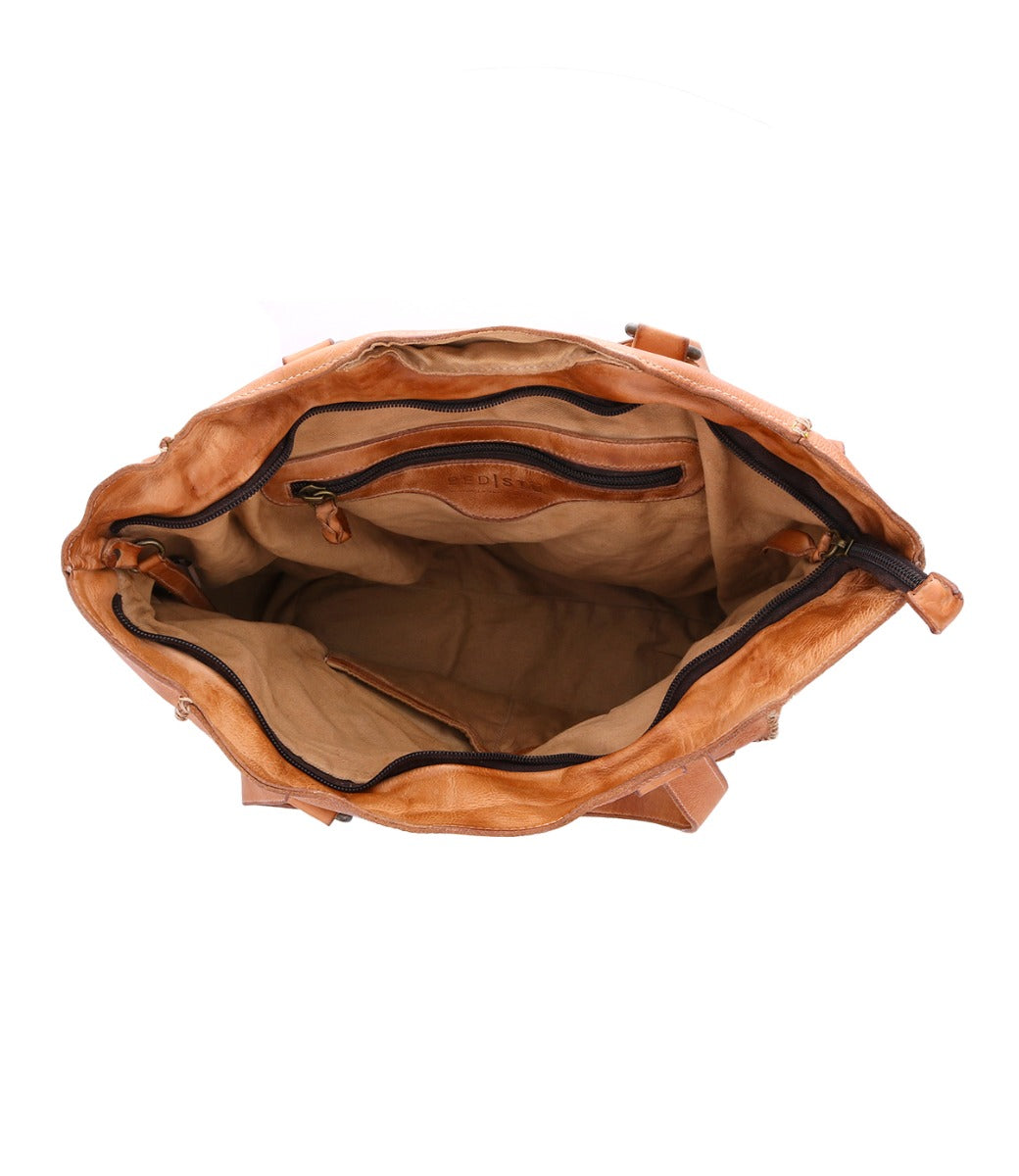 The inside of a Bed Stu Celindra LTC leather tote bag.