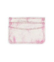 Compact and convenient, the Chuck by Bed Stu is a white and pink textured cardholder featuring two slots with a stitched border design.