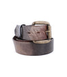 A Drifter brown leather belt with a brass buckle from Bed Stu.