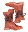 A pair of Fen brown leather boots with laces by Bed Stu.