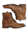 A pair of Laurel leather boots by Bed Stu on a white background.