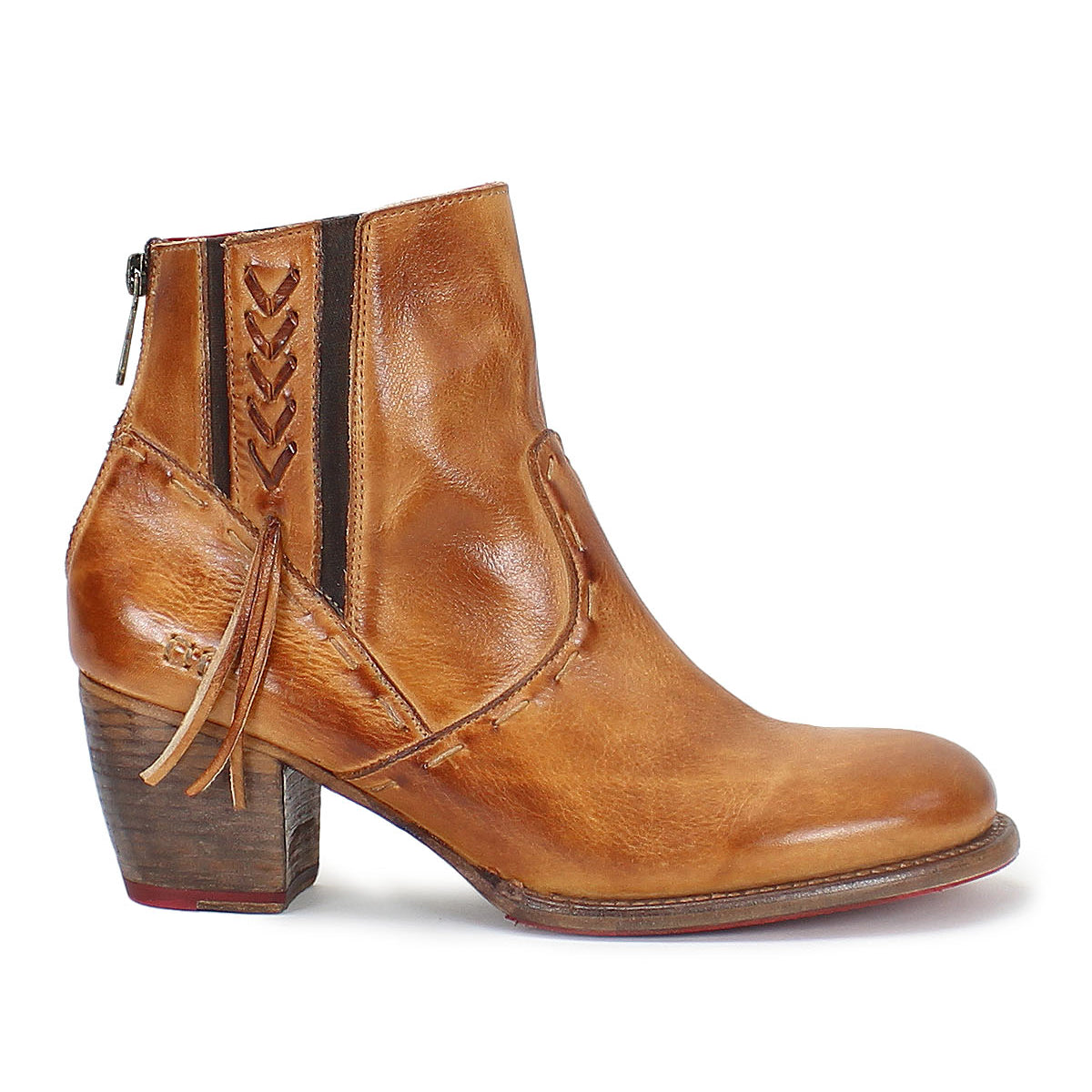 A Celestine ankle boot by Bed Stu, made in tan leather.