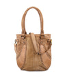 A Gala handbag by Bed Stu, made of tan leather with studded details.