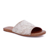 The Gia women's white pure leather slide on sandals by Bed Stu.