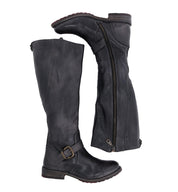 A pair of black leather Glaye boots with buckles and zippers by Bed Stu.