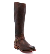 A women's brown leather Glaye riding boot by Bed Stu.