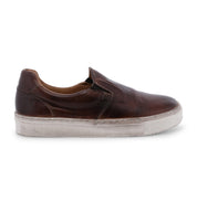 Women's brown leather Bed Stu Hermione slip on sneakers.