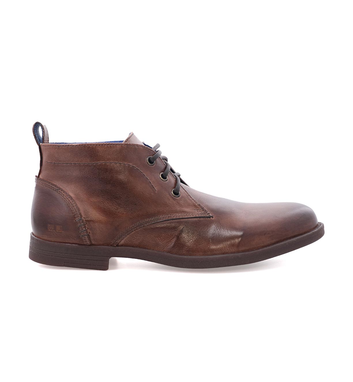 A single Illiad Teak Rustic Boot by Bed Stu, a vegetable-tanned leather men's boot with laces, on a white background.
