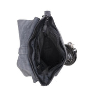 The inside of a Jack leather bag by Bed Stu with zippers.