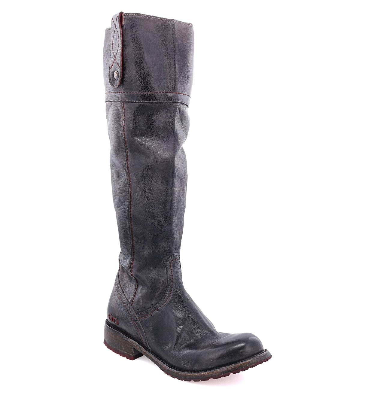A pair of Bed Stu Jacqueline Wide Calf boots with a zipper on the side.