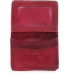 A Jeor red leather wallet on a white background by Bed Stu.