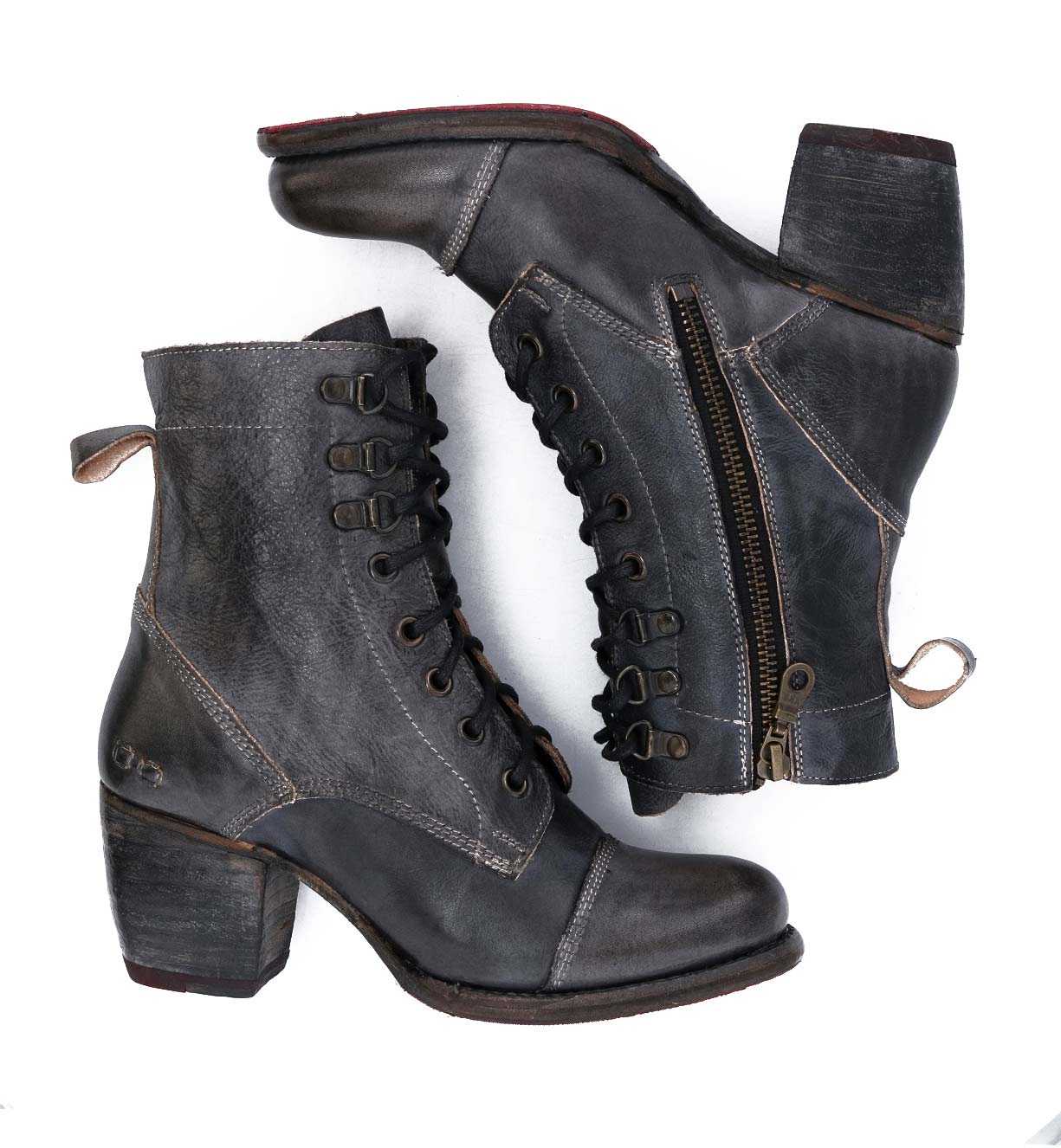A pair of Bed Stu Judgement women's black leather ankle boots.