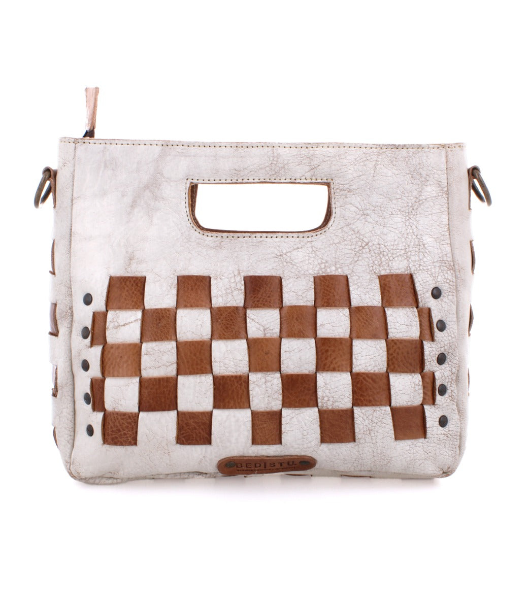 A Keiki purse by Bed Stu with a checkered pattern.