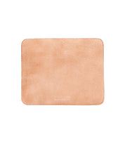 A rectangular, soft-textured, tan-colored Launcher Mouse Pad with slightly rounded corners and a suede underside from Bed Stu, seen from a top-down perspective.