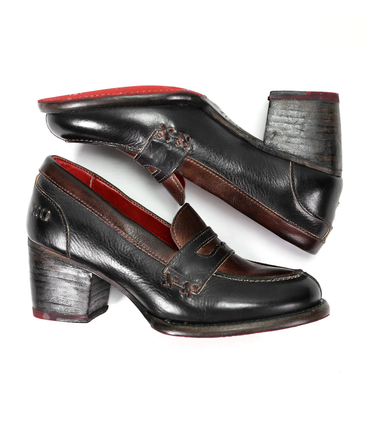 A pair of Bed Stu Liberty loafers with red soles, perfect for office shoe game.