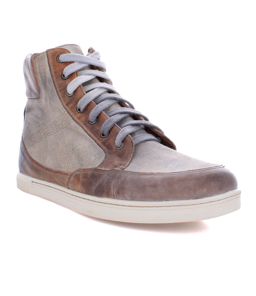 A men's grey and brown Bed Stu Lordmind high top sneaker.