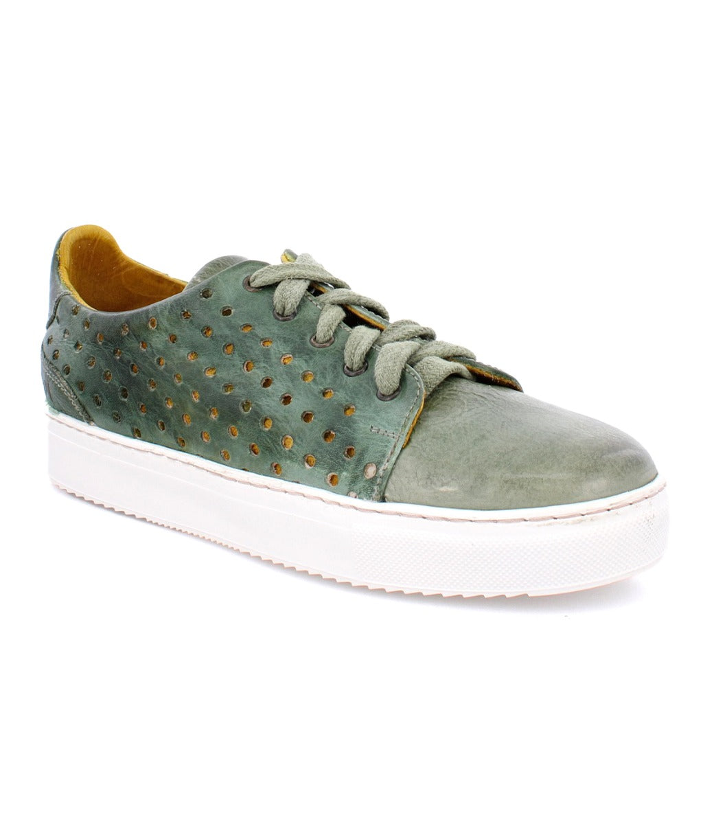 A women's Lyne green leather sneaker with perforations by Bed Stu.