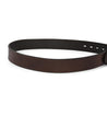 A brown distressed leather Meander belt by Bed Stu with a smooth finish displayed horizontally on a white background, showing multiple hole punches for adjustment.