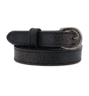 A Monae by Bed Stu black leather belt with a metal buckle.