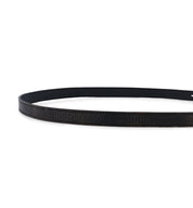 A Monae black leather belt on a white background by Bed Stu.