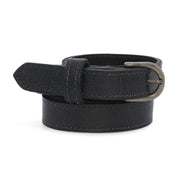 A Monae black leather belt with a metal buckle by Bed Stu.