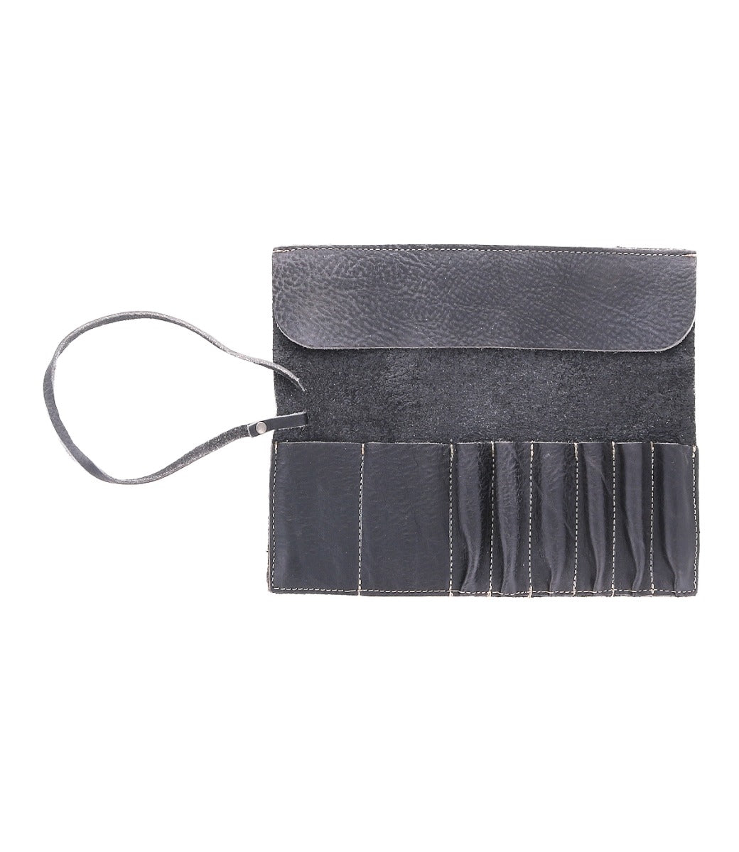 A Prepped black leather wallet with a zipper from Bed Stu.