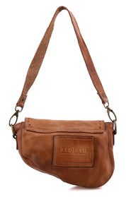 A Priscilla tan leather shoulder bag with a strap by Bed Stu.