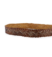 A brown braided belt with a metal buckle, the Proem by Bed Stu.