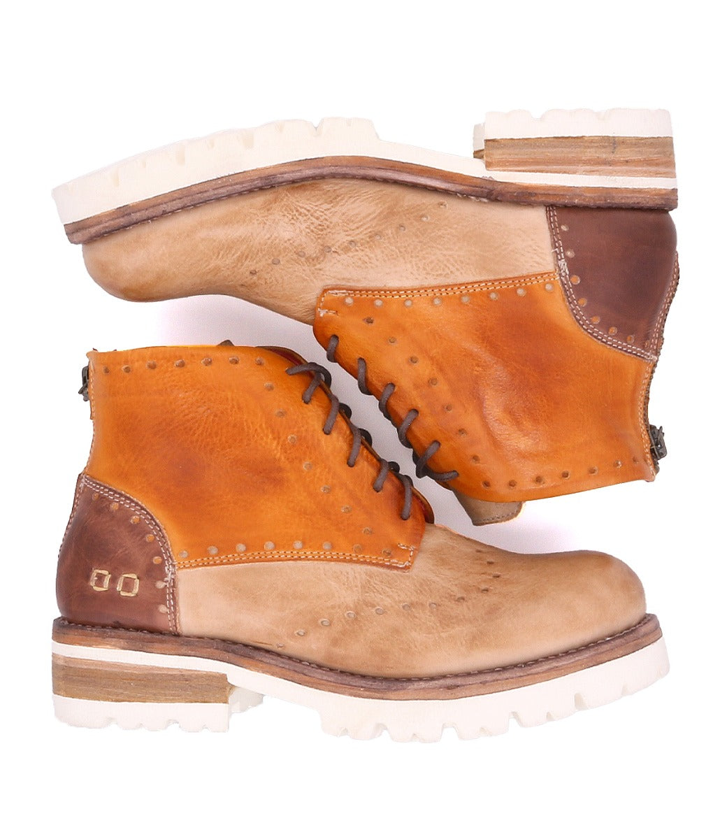 A pair of Bed Stu Quatro III boots on a white background.