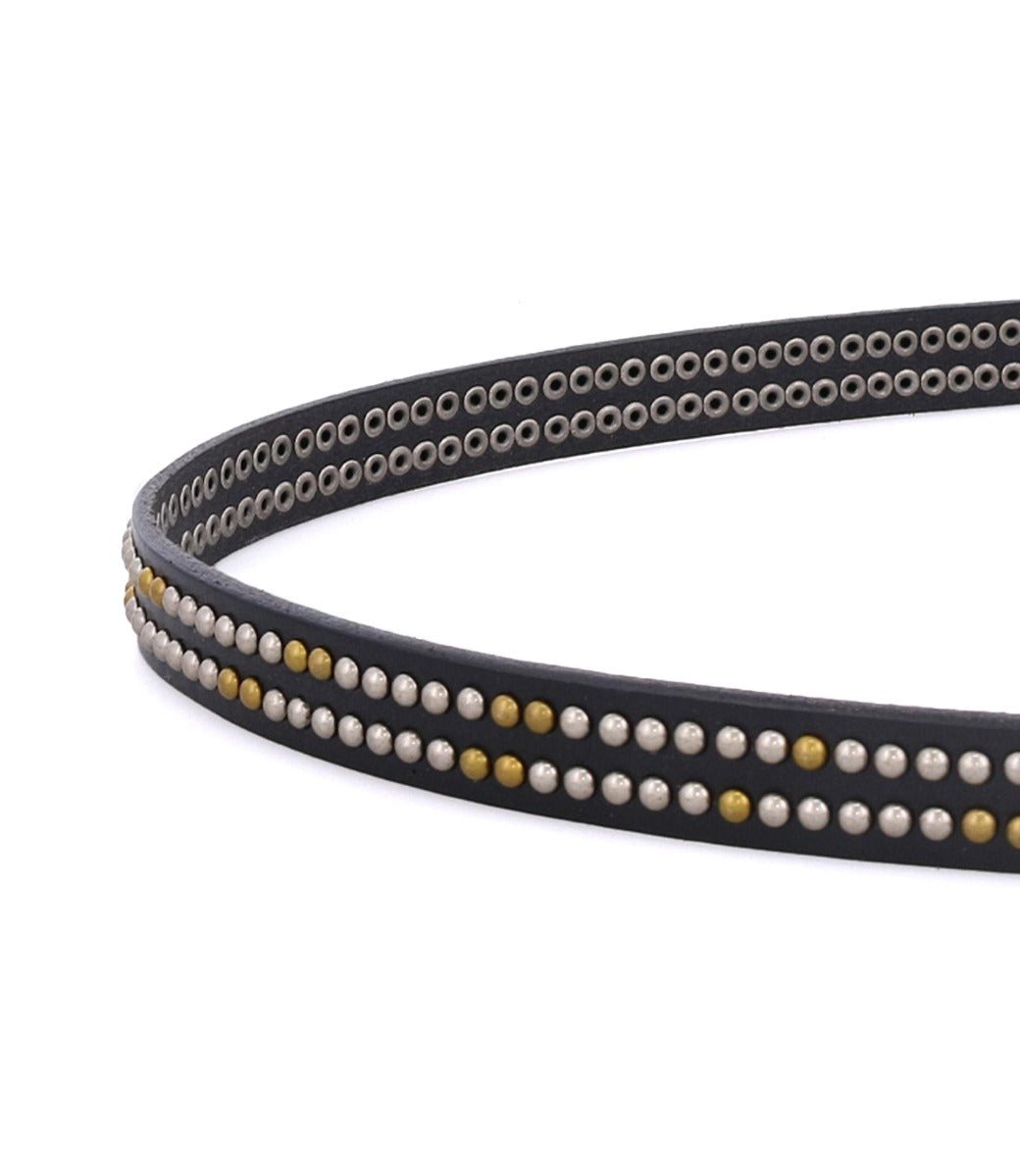 A Rico black leather belt with gold studs by Bed Stu.