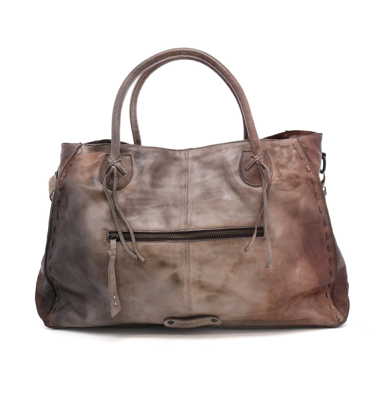 A Rockaway brown leather tote bag on a white background.