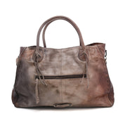 A Rockaway brown leather tote bag on a white background.