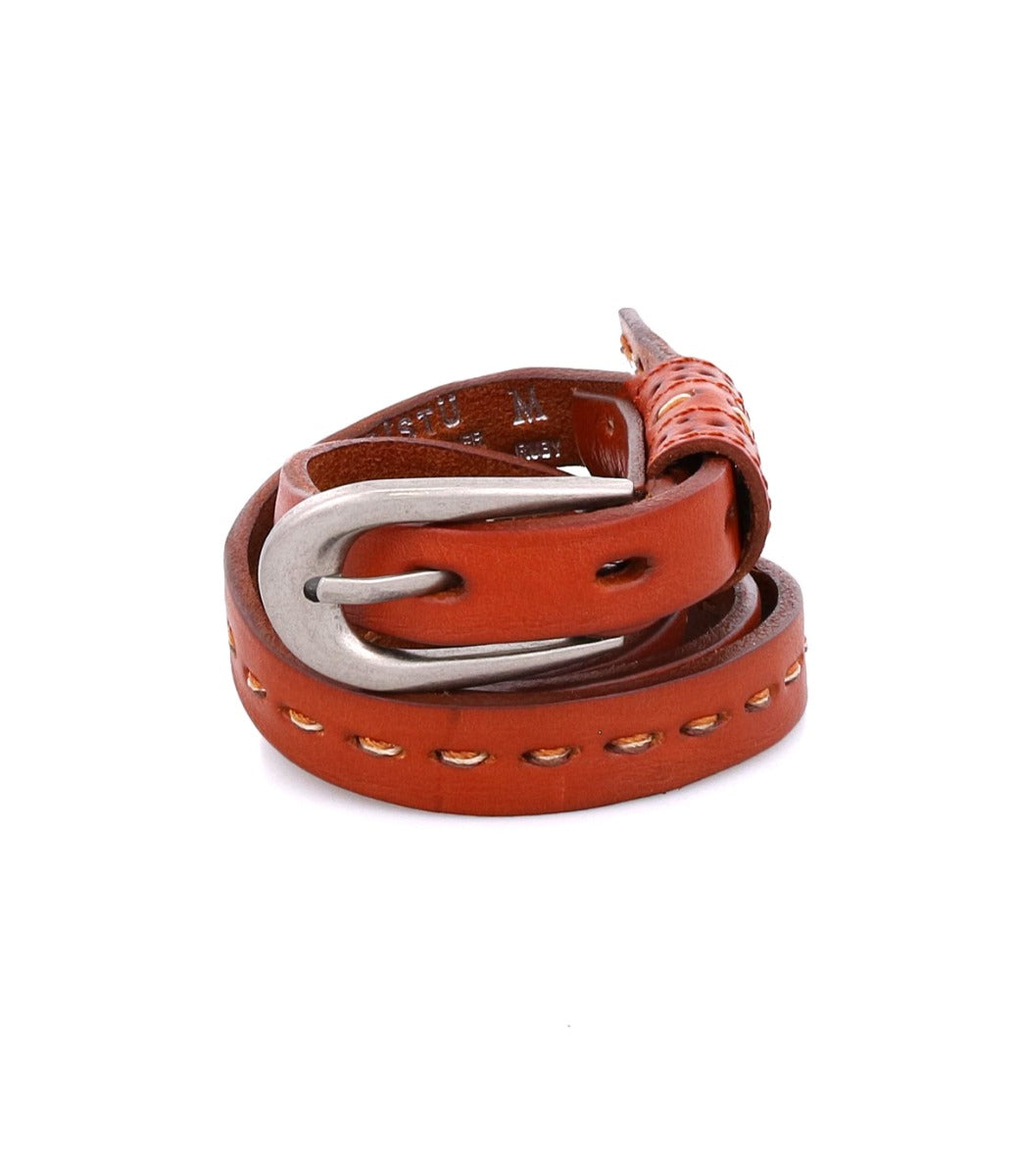 A Ruby leather belt with a metal buckle by Bed Stu.
